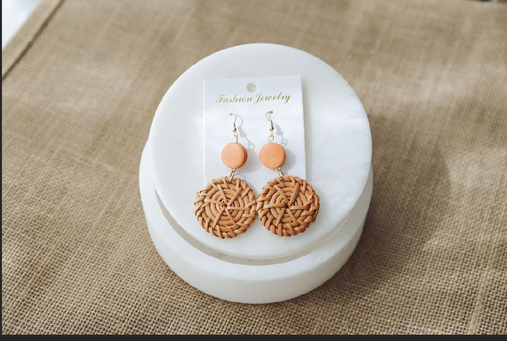 Rattan Circle dangle Earrings