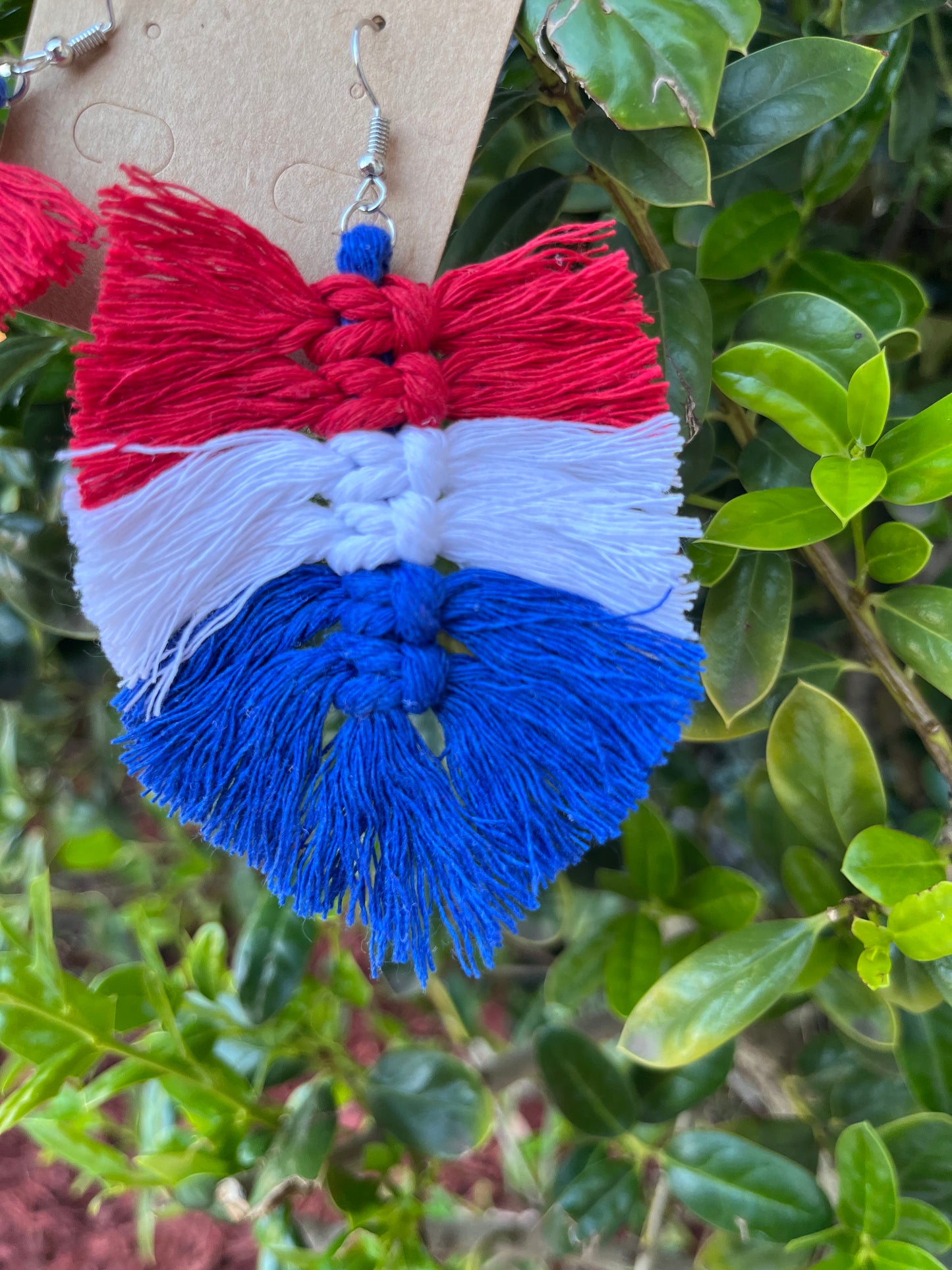 Red, White, Blue Tassel Earrings