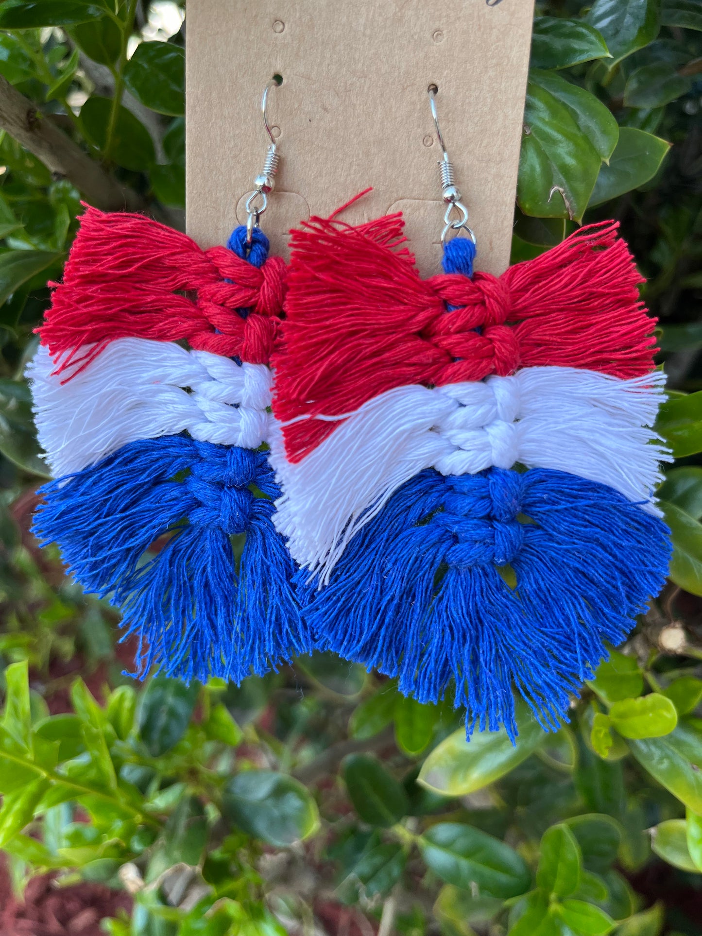 Red, White, Blue Tassel Earrings